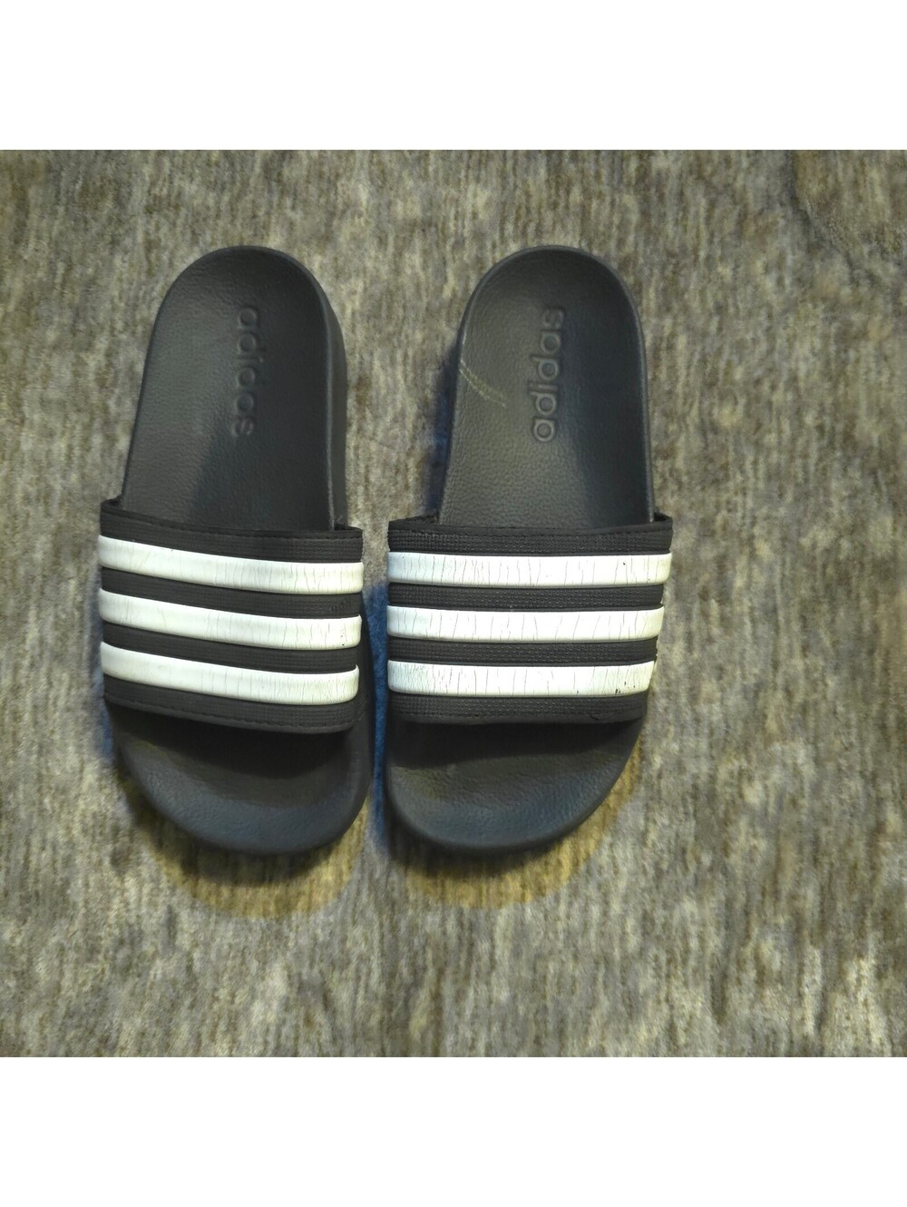 Adidas Black and White Slide Sandals Size 10